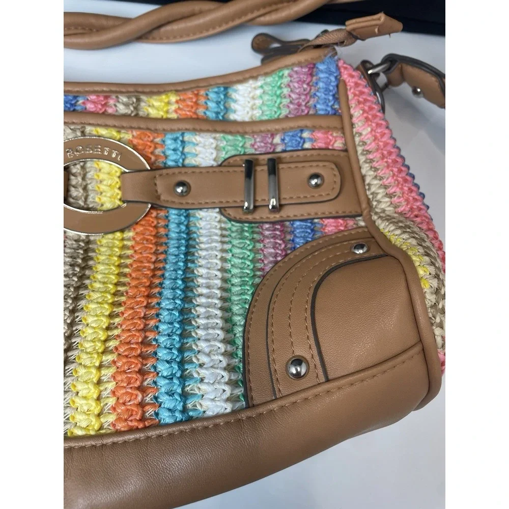 Rosetti Multicolored Woven With‎ Pleather Trim Shoulder Bag Handbag